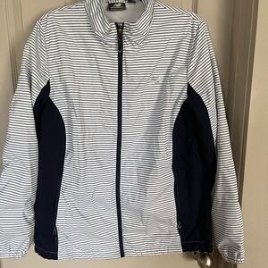New Balance White Jacket with Navy Pinstripes